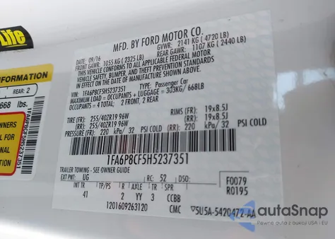 2017 Ford Mustang Gt Premium z USA, uszkodzony, nr VIN 1FA6P8CF5H5237351